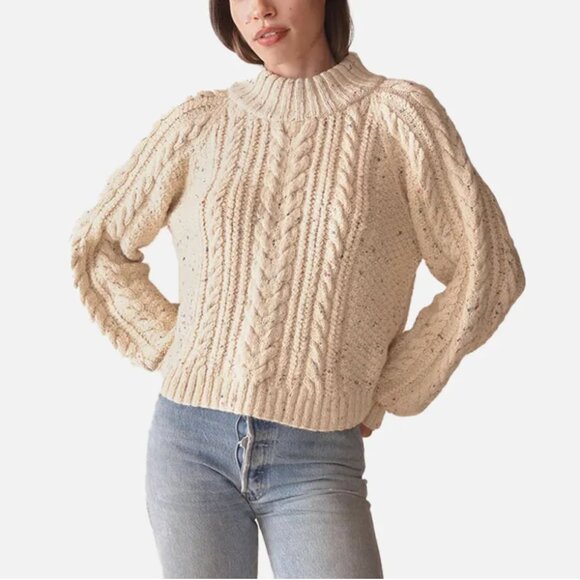 NWT Doen Serena Cable Sweater in Cream - Picture 2 of 4